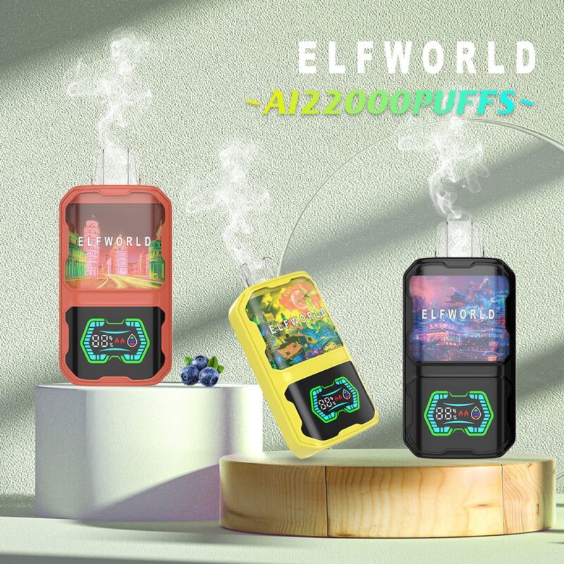 Elfworld AI22000 Disposable Vape | 22,000 Puffs, 26ml E-Liquid | Dual Mesh Coil (1.0Ωx2), Adjustable Airflow, Digital Display, 650mAh Battery, Type-C