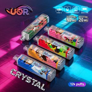 UOR Crystal 12K Disposable Vape | 12,000 Puffs, 18ml E-Liquid | Quad Mesh Coil (1.0Ω), 650mAh Battery, Type-C Rechargeable