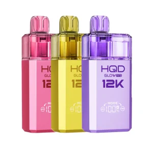 HQD Glow Pro 12K Prefilled Kit | 12,000 Puffs, 1000mAh Battery, Dual Mesh Coil (0.6Ω) | Eco & Power Modes, Adjustable Airflow, Invisible OLED Display, TPD-Compliant